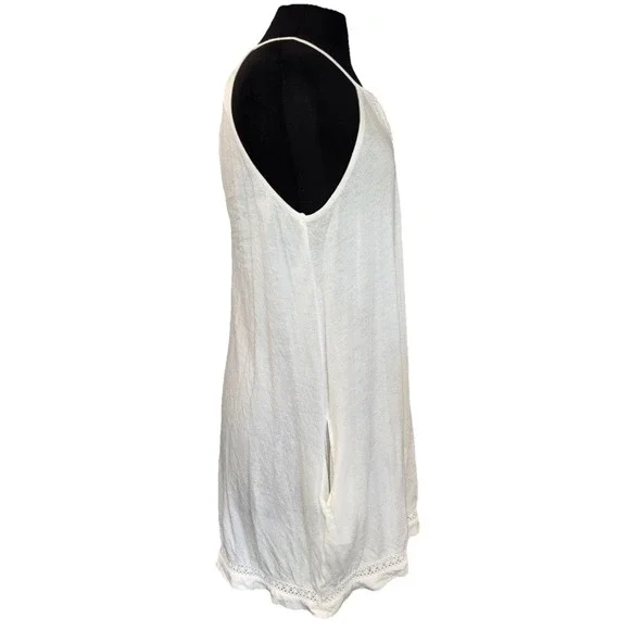 Roxy Halter Swing‎ Dress Cover Up Women SZ M Ivory Pockets Crochet Boho Hippie - Picture 5 of 13